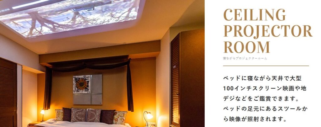 チャペルココナッツコンセプトルーム寝ながらプロジェクタールーム